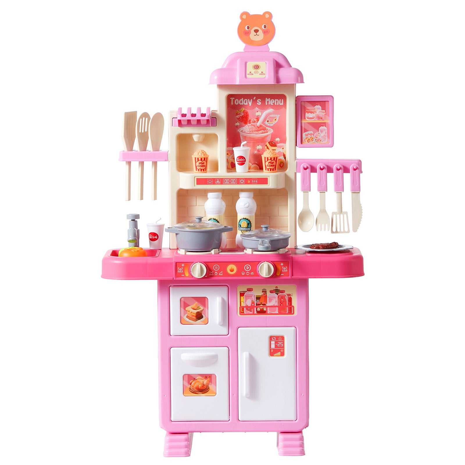 Pretend Play: VEVOR Kitchen Playset Kids Pretend Cooking Play Toy 48 Piece Accessories Pink