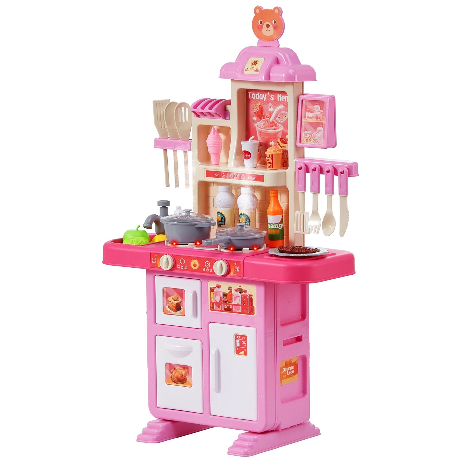 Pretend Play: VEVOR Kitchen Playset Kids Pretend Cooking Play Toy 48 Piece Accessories Pink