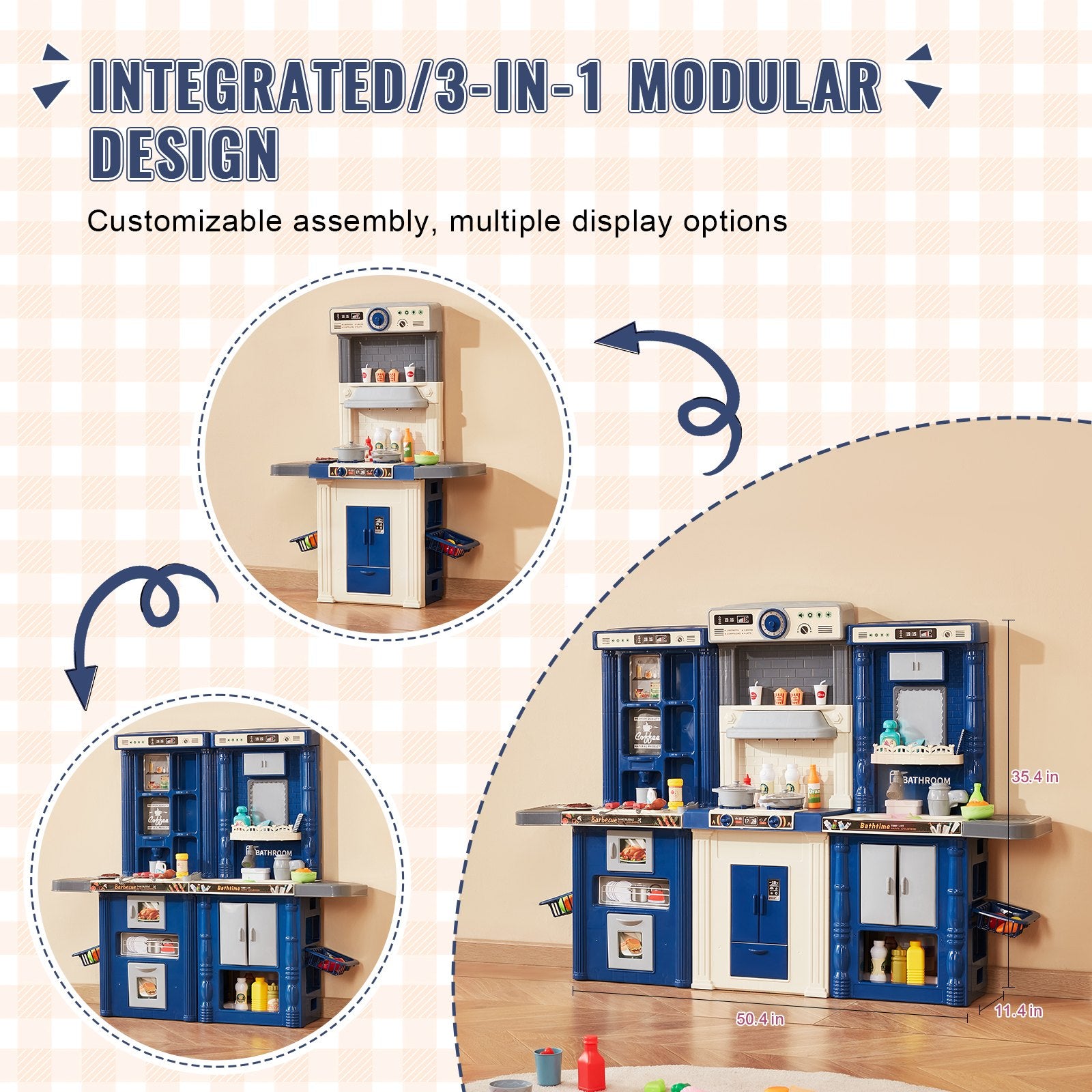 Pretend Play: VEVOR Kitchen Playset Kids Pretend Cooking Play Toy 74 Piece Accessories Blue
