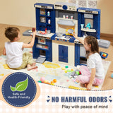 Pretend Play: VEVOR Kitchen Playset Kids Pretend Cooking Play Toy 74 Piece Accessories Blue