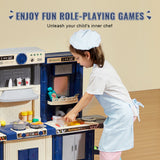 Pretend Play: VEVOR Kitchen Playset Kids Pretend Cooking Play Toy 74 Piece Accessories Blue