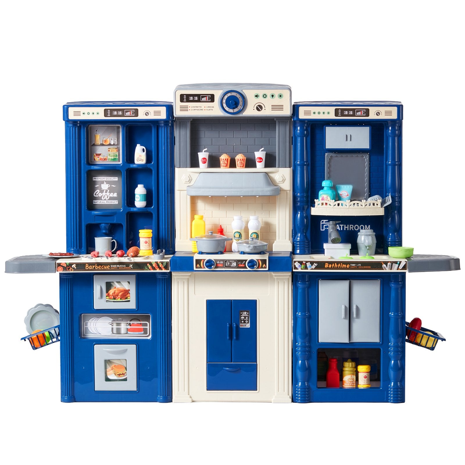Pretend Play: VEVOR Kitchen Playset Kids Pretend Cooking Play Toy 74 Piece Accessories Blue
