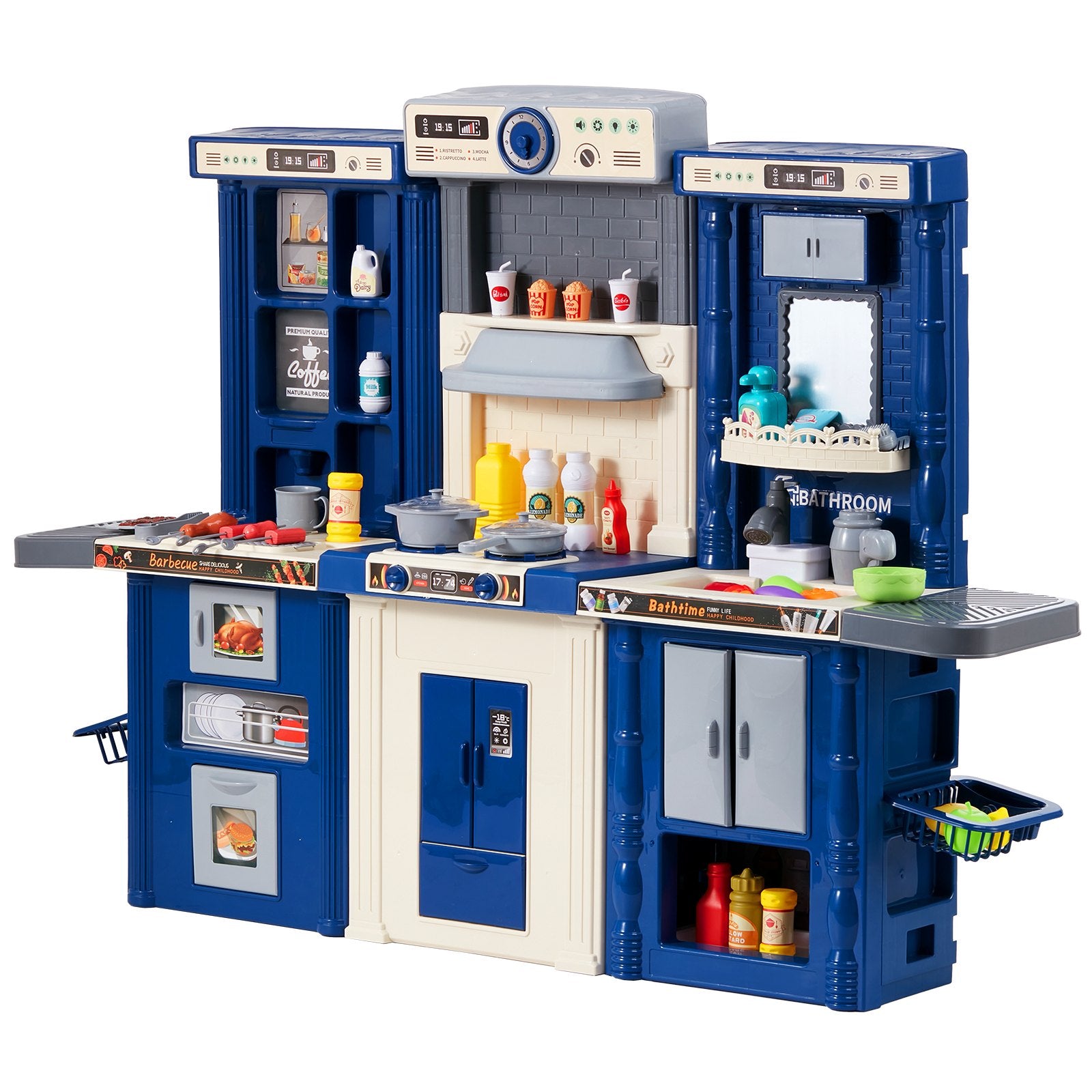Pretend Play: VEVOR Kitchen Playset Kids Pretend Cooking Play Toy 74 Piece Accessories Blue