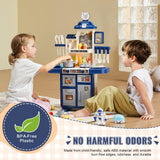 Pretend Play: VEVOR Kitchen Playset Kids Pretend Cooking Play Toy 48 Piece Accessories Blue