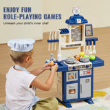 Pretend Play: VEVOR Kitchen Playset Kids Pretend Cooking Play Toy 48 Piece Accessories Blue