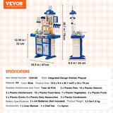 Pretend Play: VEVOR Kitchen Playset Kids Pretend Cooking Play Toy 48 Piece Accessories Blue
