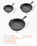 Skillets & Frying Pans: VEVOR Cast Iron Skillet, 3 Pcs Frying Pan Set (160, 220, 265 mm), Heavy-Duty Skillets with Heat-Resistant Handle, Pre-Seasoned Chef's Pan, Kitchen Cookware, for Oven, Gas, Electrical, Induction, Black