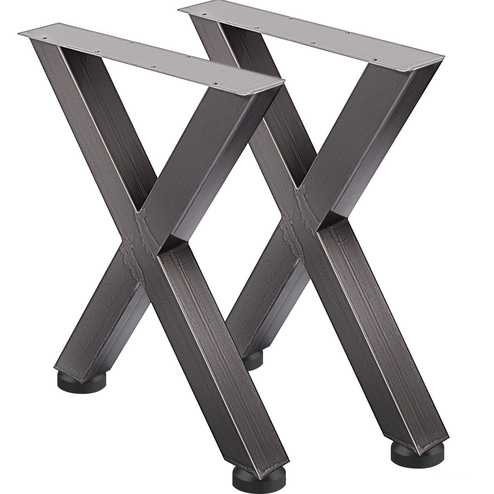 Set of 2 Steel Table Legs, 28'Height 24'Wide Dining Table Legs, Heavy Duty 3.1" Square Box Section X Frame Table Legs, 28x24x3.1 Inch Original Color Industrial Country Style Metal Dining Legs