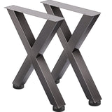 Outdoor Dining Sets: VEVOR Set of 2 Steel Table Legs, 28'Height 24'Wide Dining Table Legs, Heavy Duty 3.1" Square Box Section X Frame Table Legs, 28x24x3.1 Inch Original Color Industrial Country Style Metal Dining Legs
