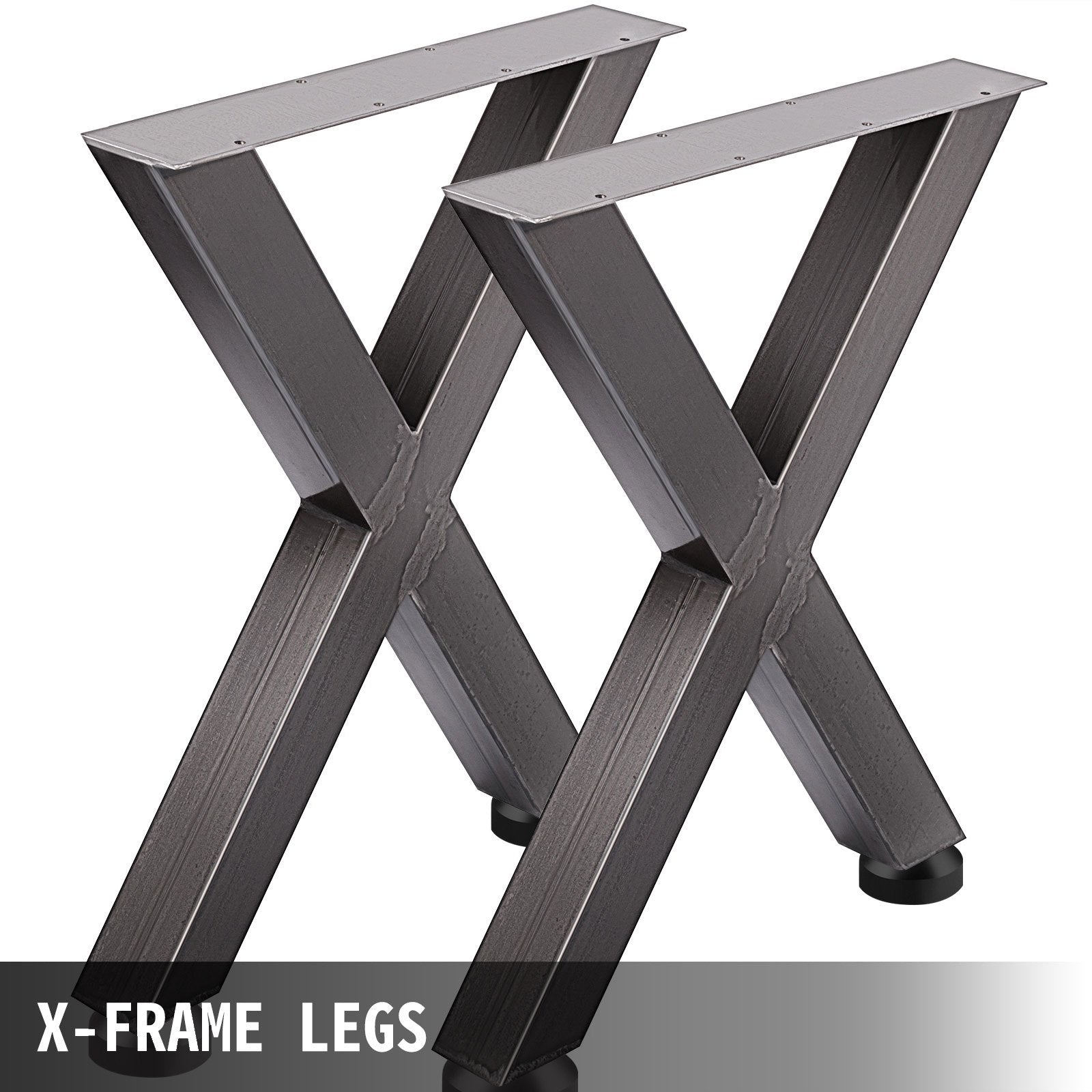 Set of 2 Steel Table Legs, 28'Height 24'Wide Dining Table Legs, Heavy Duty 3.1" Square Box Section X Frame Table Legs, 28x24x3.1 Inch Original Color Industrial Country Style Metal Dining Legs