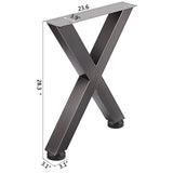 Outdoor Dining Sets: VEVOR Set of 2 Steel Table Legs, 28'Height 24'Wide Dining Table Legs, Heavy Duty 3.1" Square Box Section X Frame Table Legs, 28x24x3.1 Inch Original Color Industrial Country Style Metal Dining Legs