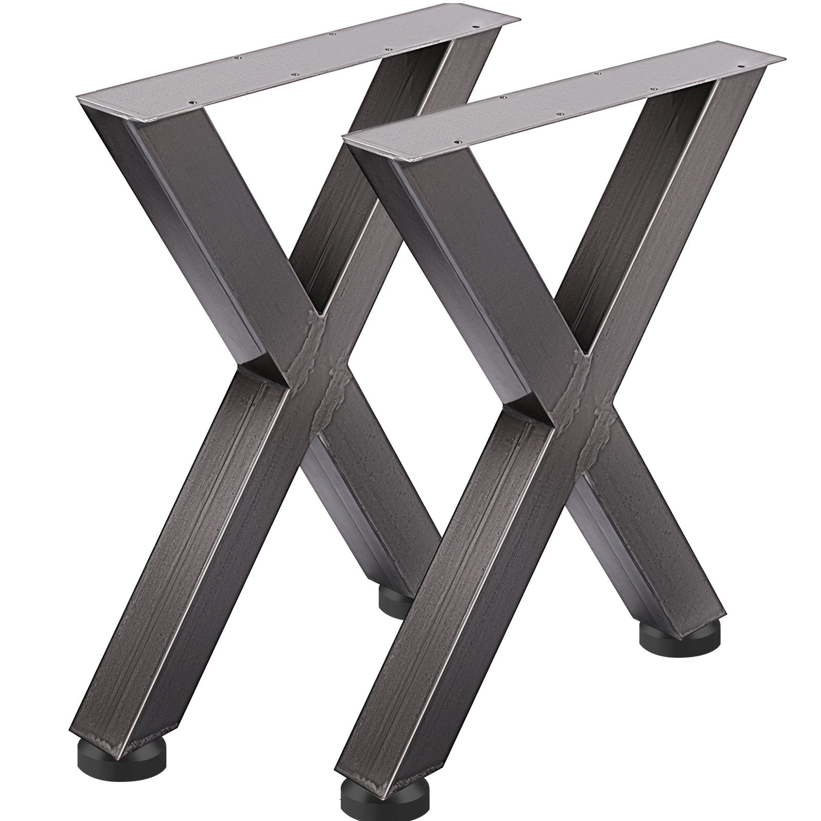 Set of 2 Steel Table Legs, 28'Height 24'Wide Dining Table Legs, Heavy Duty 3.1" Square Box Section X Frame Table Legs, 28x24x3.1 Inch Original Color Industrial Country Style Metal Dining Legs