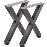 Outdoor Dining Sets: VEVOR Set of 2 Steel Table Legs, 28'Height 24'Wide Dining Table Legs, Heavy Duty 3.1" Square Box Section X Frame Table Legs, 28x24x3.1 Inch Original Color Industrial Country Style Metal Dining Legs