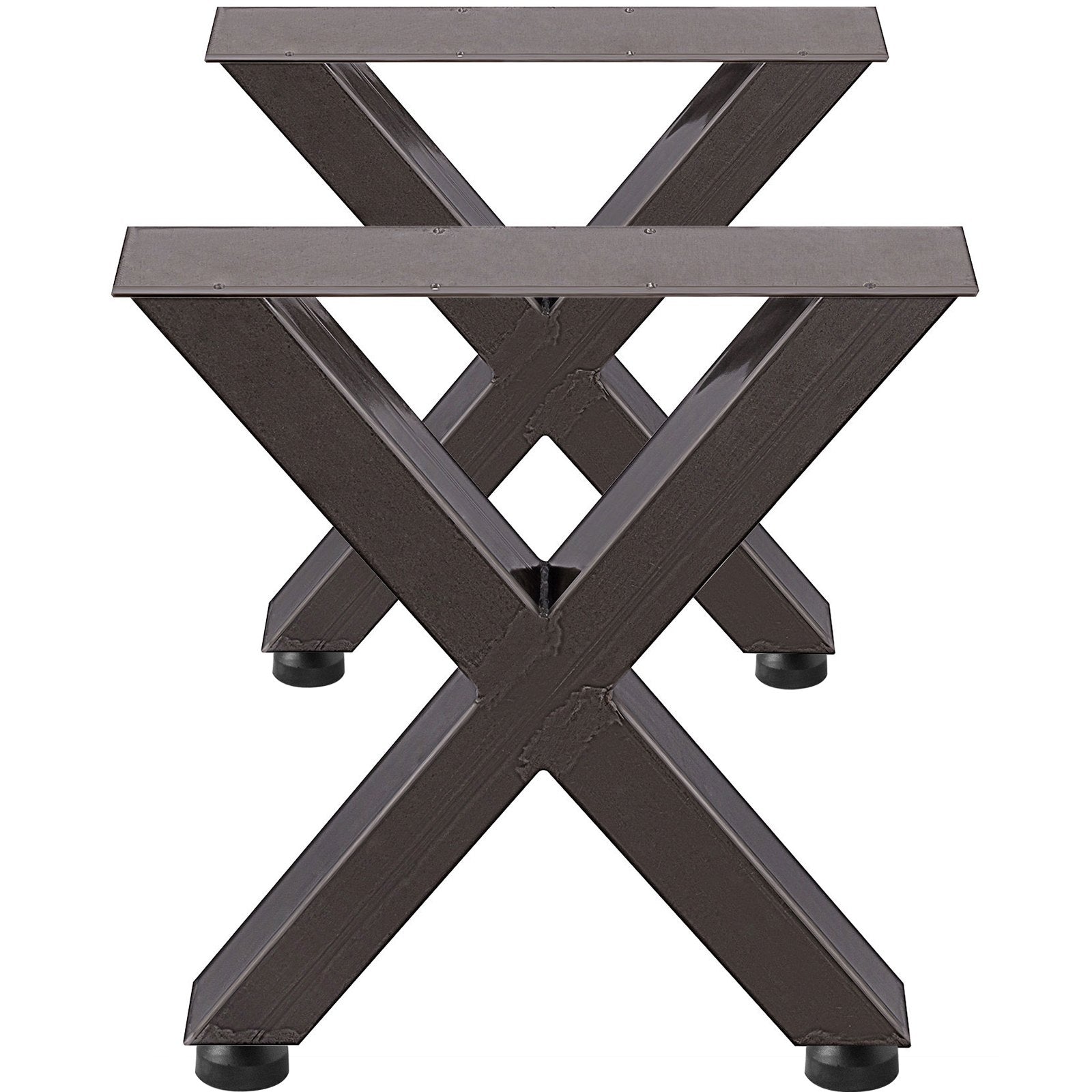 Set of 2 Steel Table Legs, 28'Height 24'Wide Dining Table Legs, Heavy Duty 3.1" Square Box Section X Frame Table Legs, 28x24x3.1 Inch Original Color Industrial Country Style Metal Dining Legs