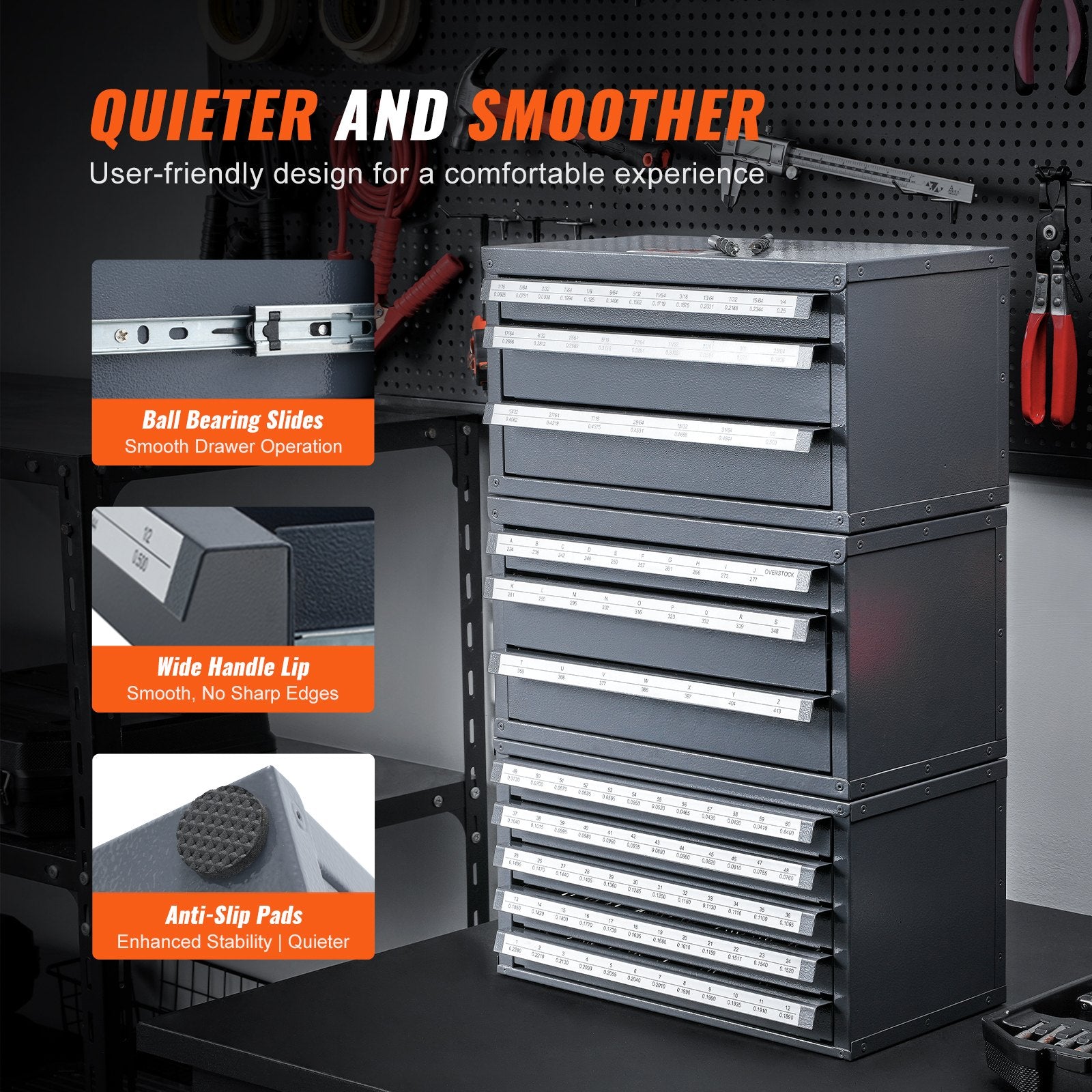 Makeup Organisation & Storage: VEVOR Drill Bit Dispenser Cabinet, Three-Drawer Drill Bit Organizer Cabinet for 1mm to 13mm, Steel Drill Dispenser Organizer Cabinet with Labels, Stackable Drill Dispenser for Drill Bit Storage
