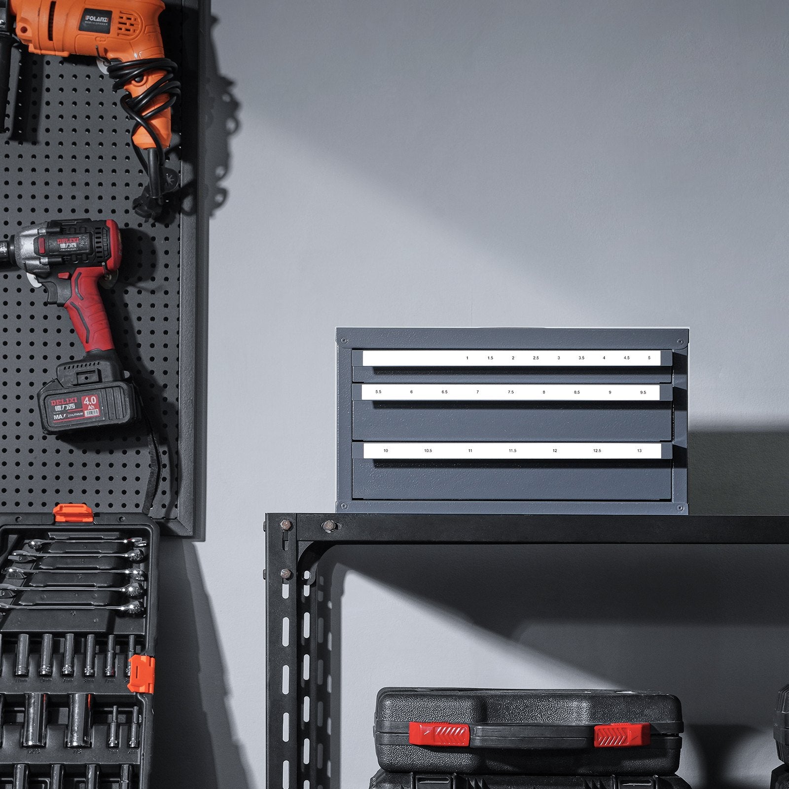 Makeup Organisation & Storage: VEVOR Drill Bit Dispenser Cabinet, Three-Drawer Drill Bit Organizer Cabinet for 1mm to 13mm, Steel Drill Dispenser Organizer Cabinet with Labels, Stackable Drill Dispenser for Drill Bit Storage