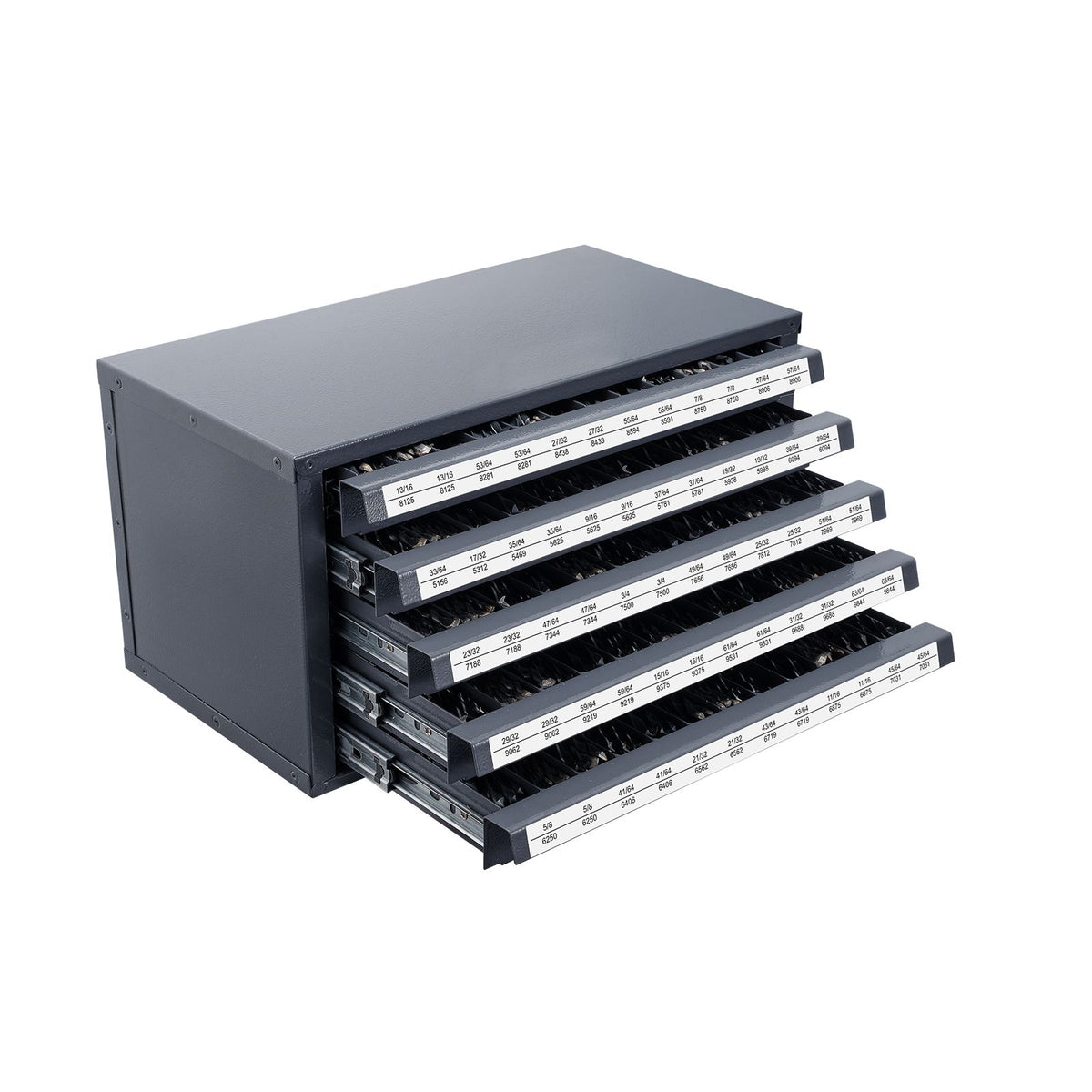 Drill Bit Dispenser Cabinet, Five-Drawer Drill Bit Organizer Cabinet for 33/64" to 63/64" Steel Drill Dispenser Organizer Cabinet with Labels, Stackable Drill Dispenser for Drill Bit Storage