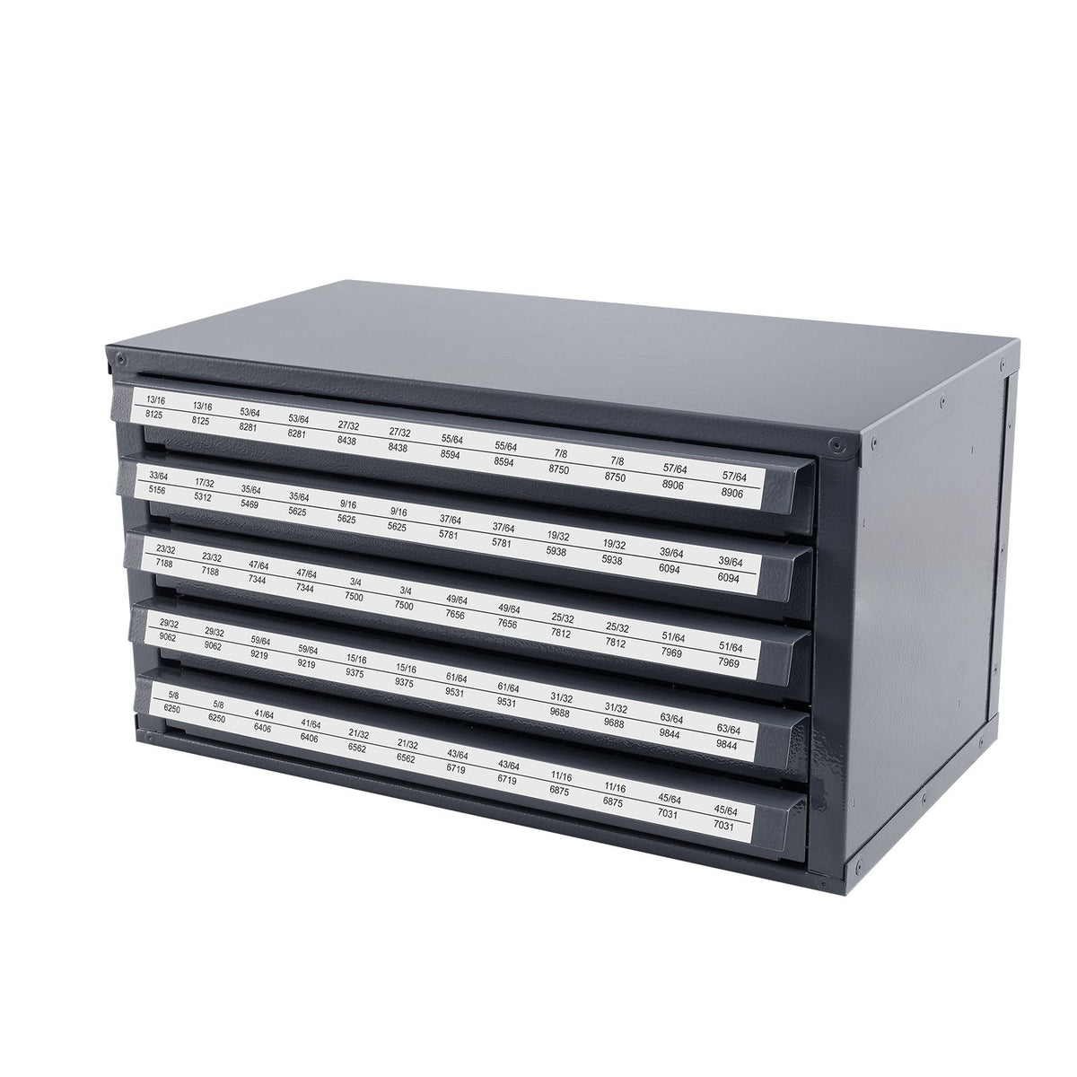Drill Bit Dispenser Cabinet, Five-Drawer Drill Bit Organizer Cabinet for 33/64" to 63/64" Steel Drill Dispenser Organizer Cabinet with Labels, Stackable Drill Dispenser for Drill Bit Storage