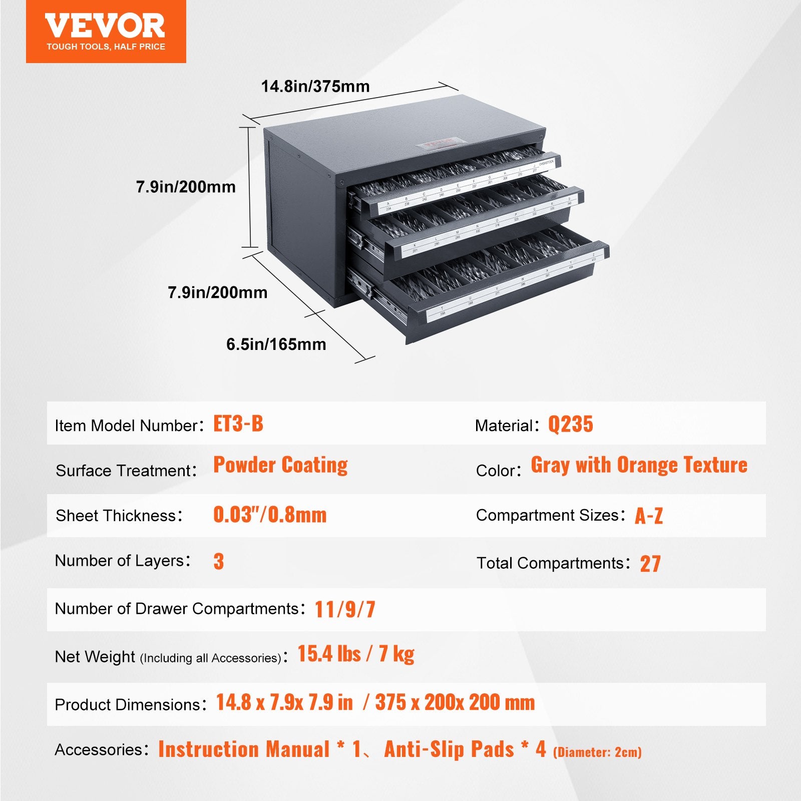 Makeup Organisation & Storage: VEVOR Drill Bit Dispenser Cabinet, Three-Drawer Drill Bit Organizer Cabinet for A to Z, Steel Drill Dispenser Organizer Cabinet with Labels, Stackable Drill Dispenser for Drill Bit Storage