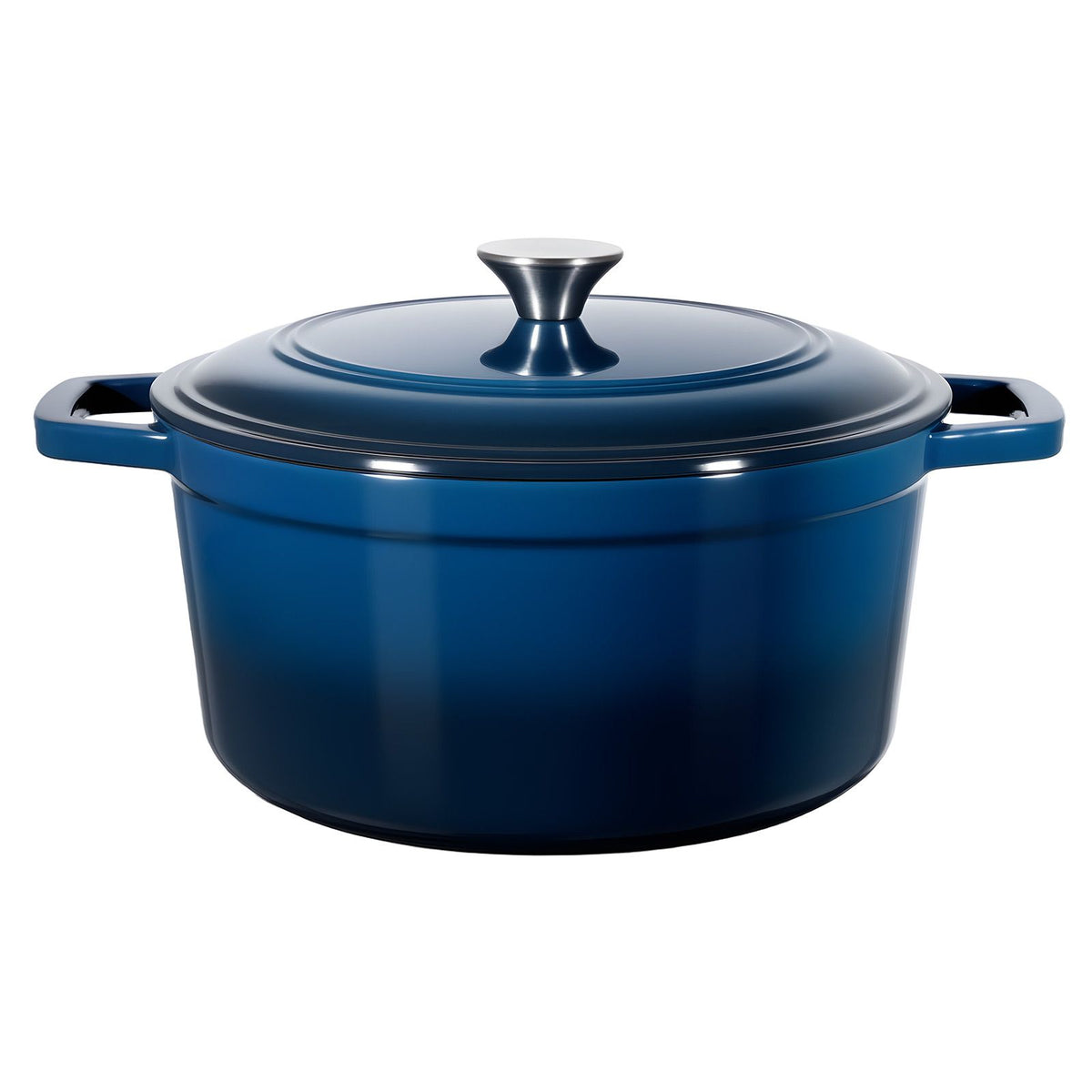 Enameled Cast Iron Dutch Oven, 5.7L Pot with Lid and Dual Handles, Heavy-Duty Durable Cookware Pan, Oven Induction Compatible up to 260 ℃, for Braising, Stews, Roasting, Bread Baking, Blue