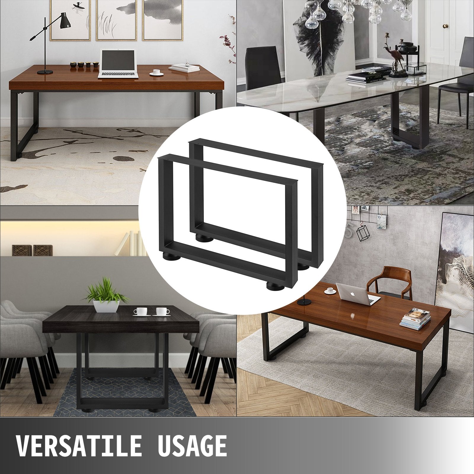 Table Tops & Bases: VEVOR Black Metal Table Legs Set of 2 Steel Table Legs 800x720 MM Dining Table Legs Office Table Legs Computer Desk Legs Steel Bench Legs Country Style Table Legs DIY Furniture Legs