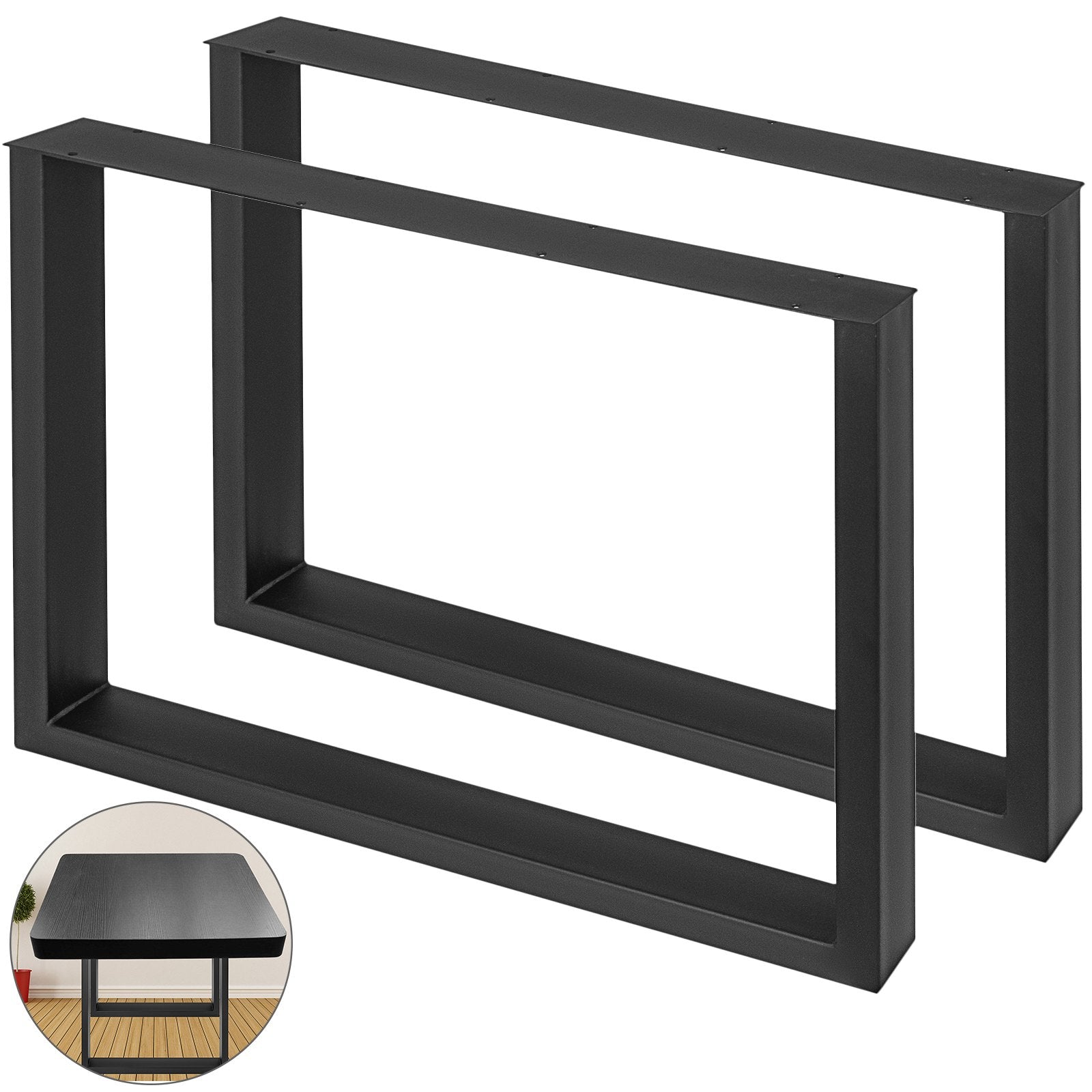 Table Tops & Bases: VEVOR Black Metal Table Legs Set of 2 Steel Table Legs 35x28 Inch Dining Table Legs Office Table Legs Computer Desk Legs Steel Bench Legs Country Style Table Legs DIY Furniture Legs