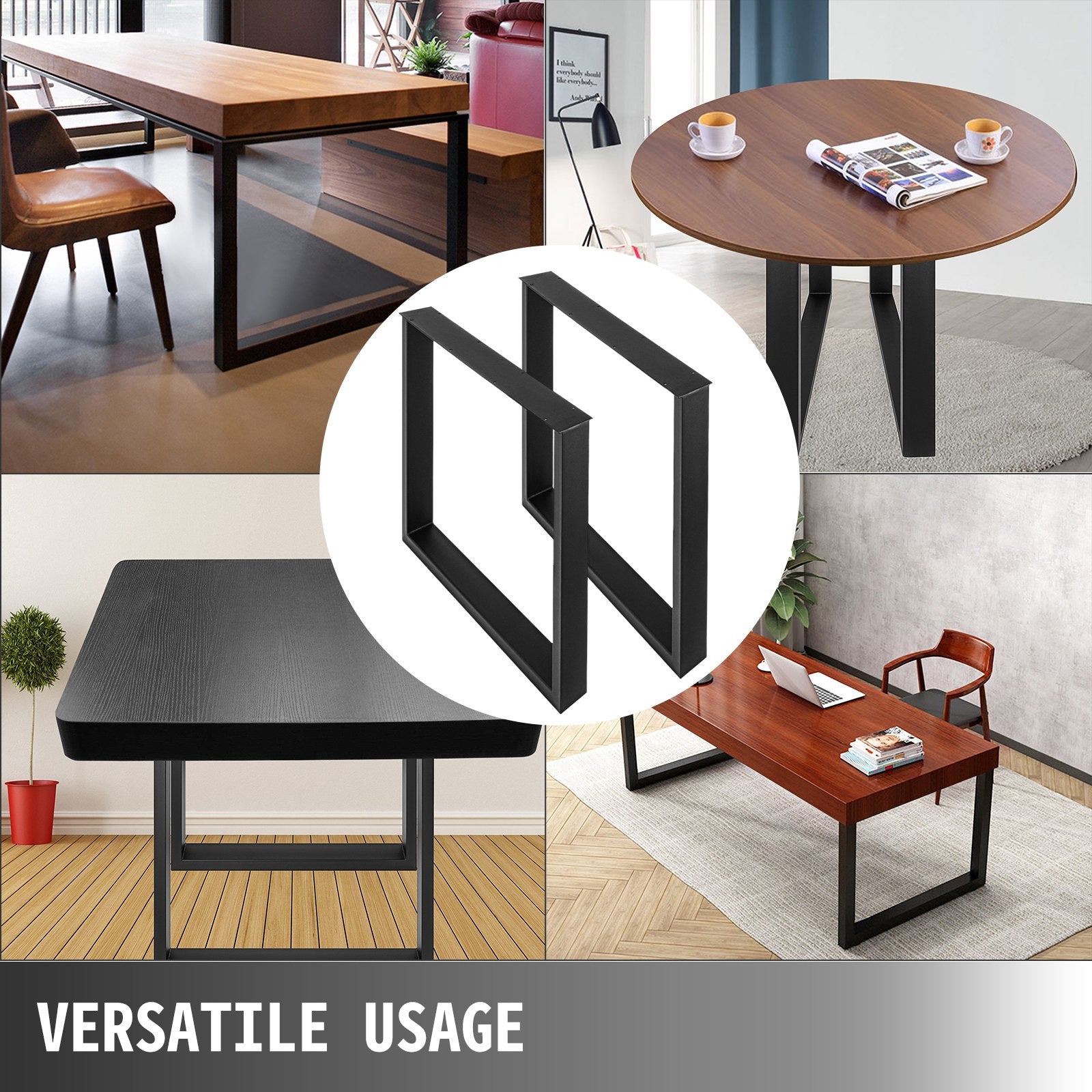 Table Tops & Bases: VEVOR Black Metal Table Legs Set of 2 Steel Table Legs 35x28 Inch Dining Table Legs Office Table Legs Computer Desk Legs Steel Bench Legs Country Style Table Legs DIY Furniture Legs