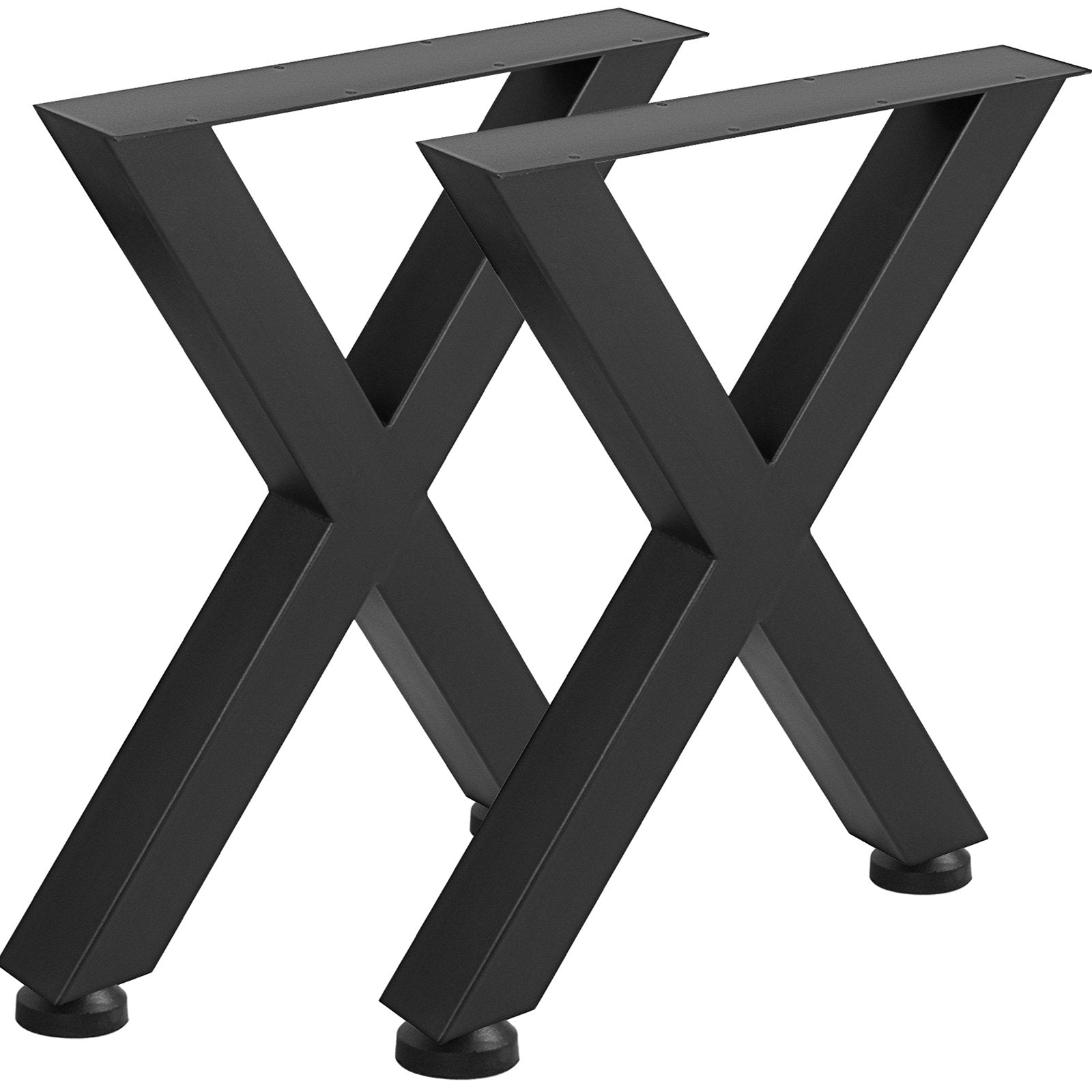 Outdoor Dining Sets: VEVOR Set of 2 Steel Table Legs, 28\'\'Height 24\'\'Wide Dining Table Legs, Heavy Duty 3.1"" Square Box Section X Frame Table Legs, 28x24x3.1 Inch Black Color Industrial Country Style Metal Dining Leg