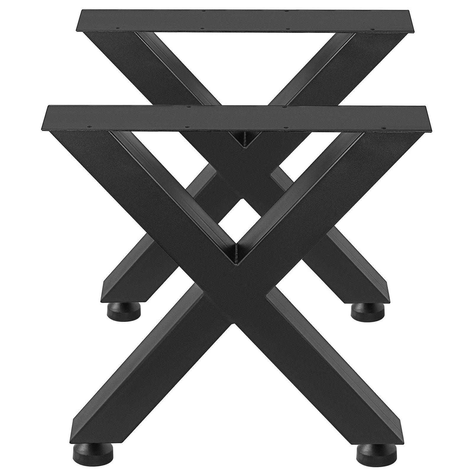 Outdoor Dining Sets: VEVOR Set of 2 Steel Table Legs, 28\'\'Height 24\'\'Wide Dining Table Legs, Heavy Duty 3.1"" Square Box Section X Frame Table Legs, 28x24x3.1 Inch Black Color Industrial Country Style Metal Dining Leg