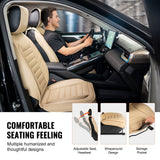 Automotive Decor: VEVOR Seat Covers, Universal Car Seat Covers Front Seats, 2pcs Faux Leather Seat Cover, Semi-enclosed Design, Detachable Headrest and Airbag Compatible, for Most Cars SUVs and Trucks Beige