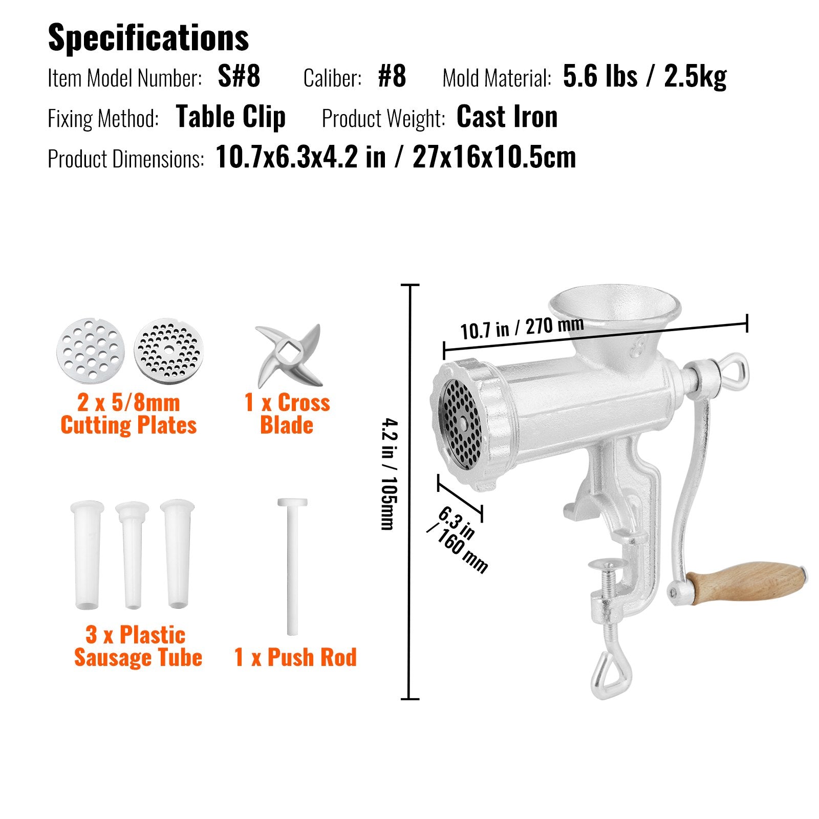 Building Materials: VEVOR Manual Meat Grinder Heavy Duty Cast Iron Meat Grinder & Steel Table Clamp