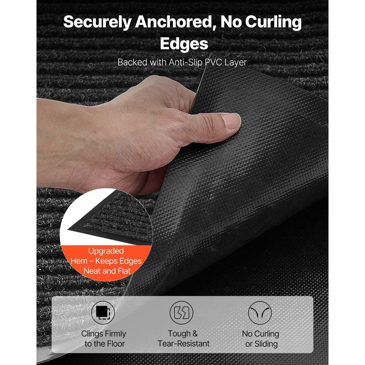 Front Door Mat, 1829 x 1219 mm Commercial Floor Mat for Indoor and Outdoor, Stylish Striped Industrial Carpet with PVC Backing, Heavy Duty Washable Entry Rug for Hallway, Balcony, Garage, Grey
