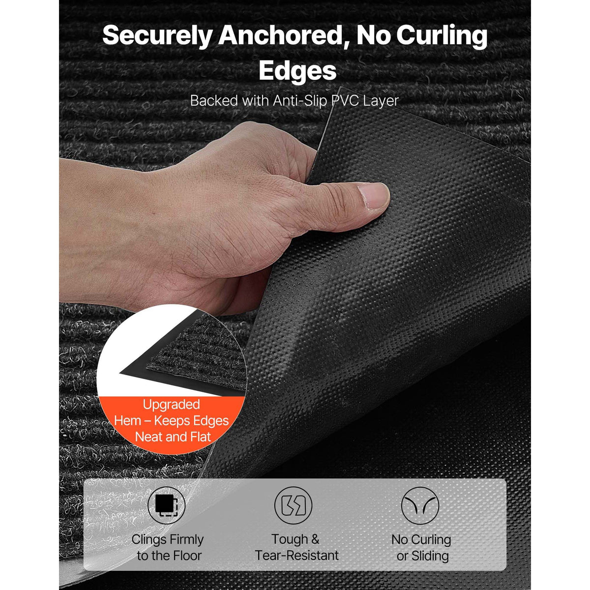 Front Door Mat, 2438 x 1219 mm Commercial Floor Mat for Indoor and Outdoor, Stylish Striped Industrial Carpet with PVC Backing, Heavy Duty Washable Entry Rug for Hallway, Balcony, Garage, Grey