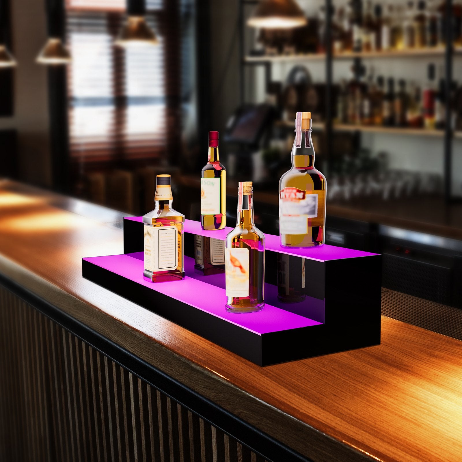 Basketball & Basketball Accessories: VEVOR LED Lighted Liquor Bottle Display, 2 Tiers 40 Inch Commercial Illuminated Home Bar Shelf, 2 Steps Whiskey Rack Stand, Acrylic Drink Shelves with RF Remote & App Control, and Multicolor lighting