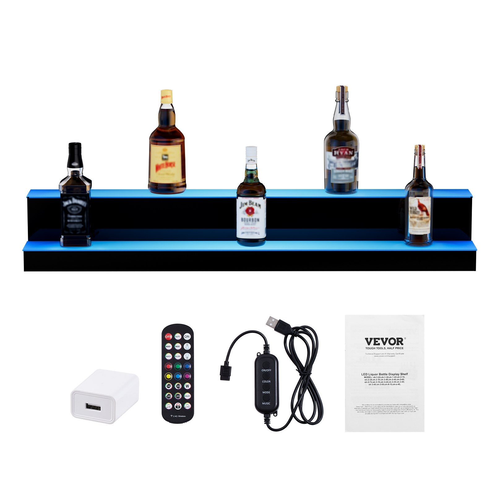 Basketball & Basketball Accessories: VEVOR LED Lighted Liquor Bottle Display, 2 Tiers 40 Inch Commercial Illuminated Home Bar Shelf, 2 Steps Whiskey Rack Stand, Acrylic Drink Shelves with RF Remote & App Control, and Multicolor lighting