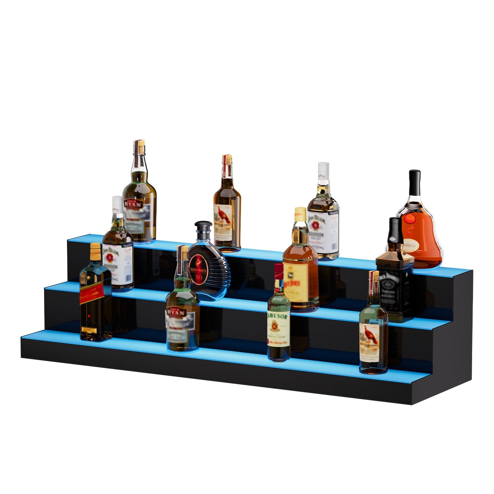 Basketball & Basketball Accessories: VEVOR LED Lighted Liquor Bottle Display, 3 Tiers 40 Inch Commercial Illuminated Home Bar Shelf, 3 Steps Whiskey Rack Stand, Acrylic Drink Shelves with RF Remote & App Control, and Multicolor lighting