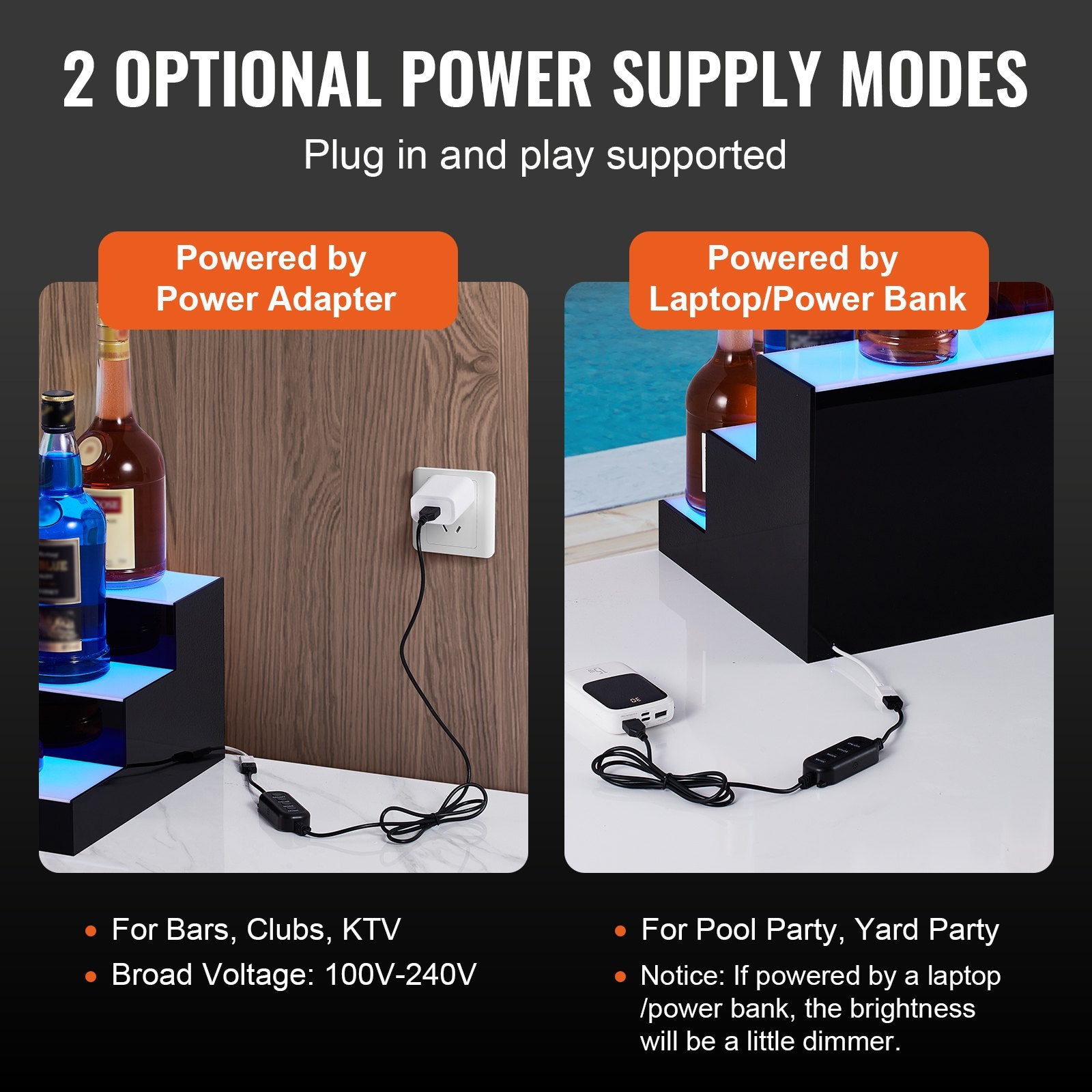 Basketball & Basketball Accessories: VEVOR LED Lighted Liquor Bottle Display, 3 Tiers 40 Inch Commercial Illuminated Home Bar Shelf, 3 Steps Whiskey Rack Stand, Acrylic Drink Shelves with RF Remote & App Control, and Multicolor lighting