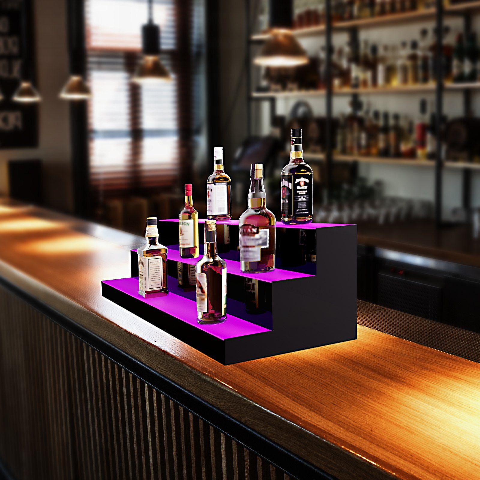 Basketball & Basketball Accessories: VEVOR LED Lighted Liquor Bottle Display, 3 Tiers 40 Inch Commercial Illuminated Home Bar Shelf, 3 Steps Whiskey Rack Stand, Acrylic Drink Shelves with RF Remote & App Control, and Multicolor lighting