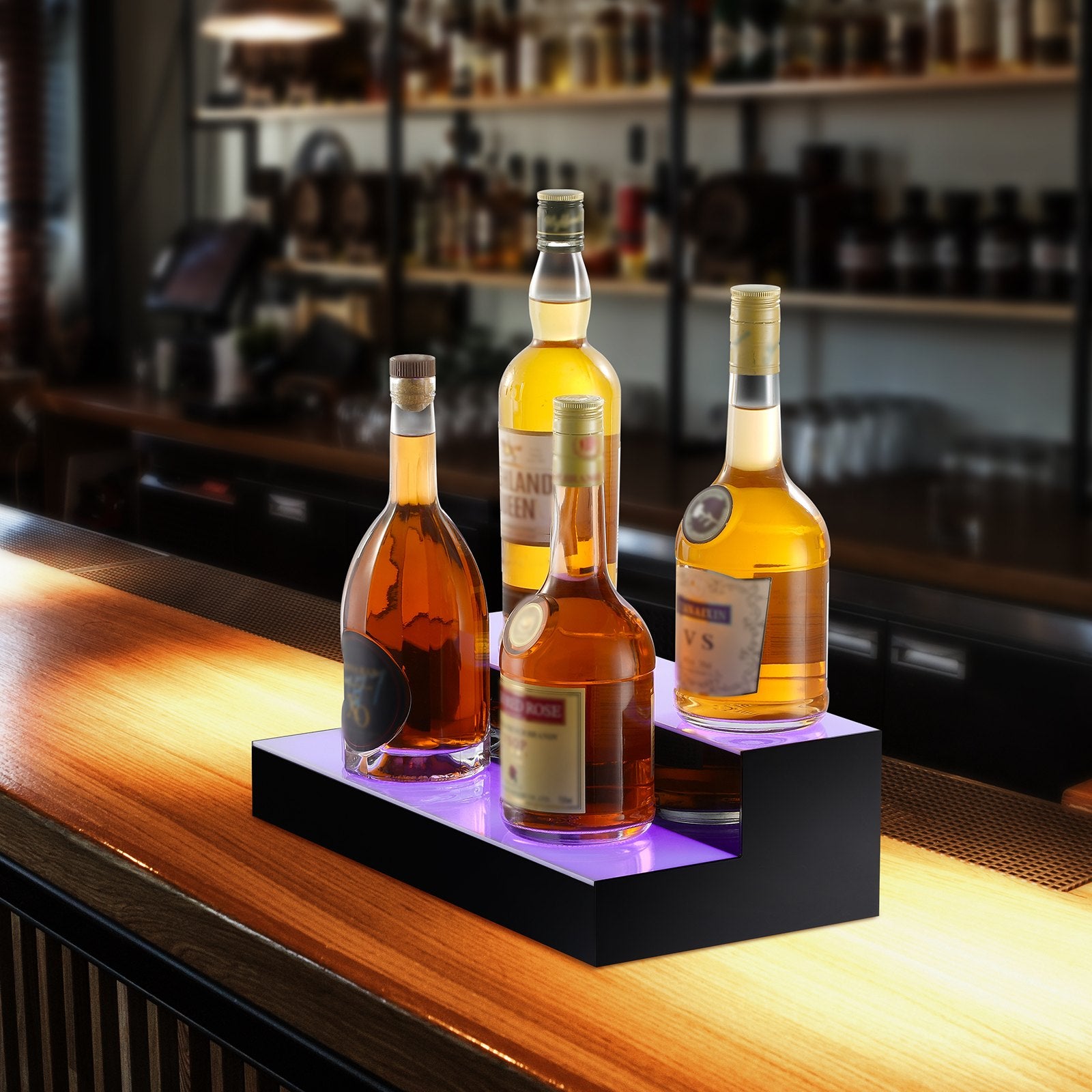 Basketball & Basketball Accessories: VEVOR LED Lighted Liquor Bottle Display, 2 Tiers 16 Inch Commercial Illuminated Home Bar Shelf, 2 Steps Whiskey Rack Stand, Acrylic Drink Shelves with RF Remote & App Control, and Multicolor lighting