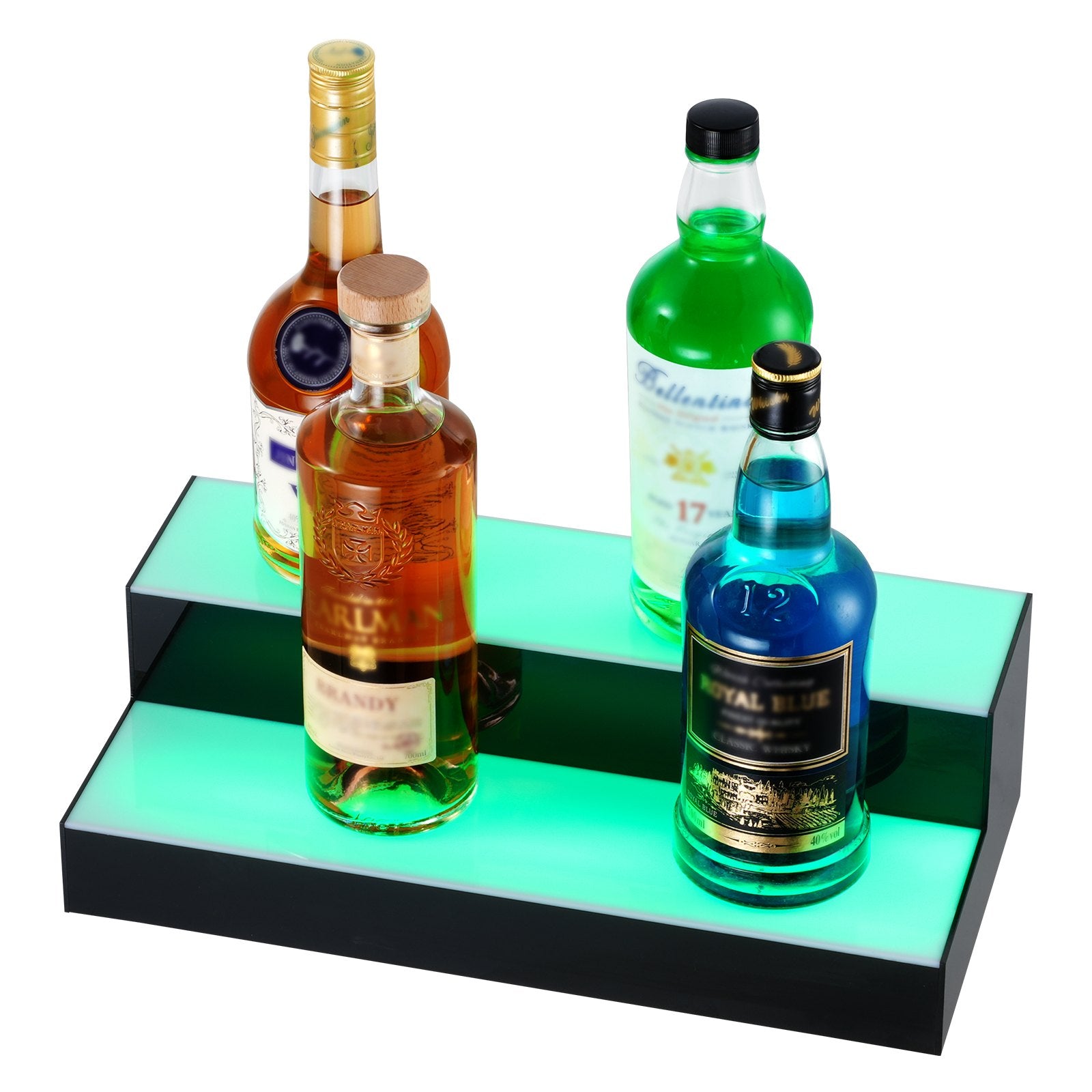 Basketball & Basketball Accessories: VEVOR LED Lighted Liquor Bottle Display, 2 Tiers 16 Inch Commercial Illuminated Home Bar Shelf, 2 Steps Whiskey Rack Stand, Acrylic Drink Shelves with RF Remote & App Control, and Multicolor lighting