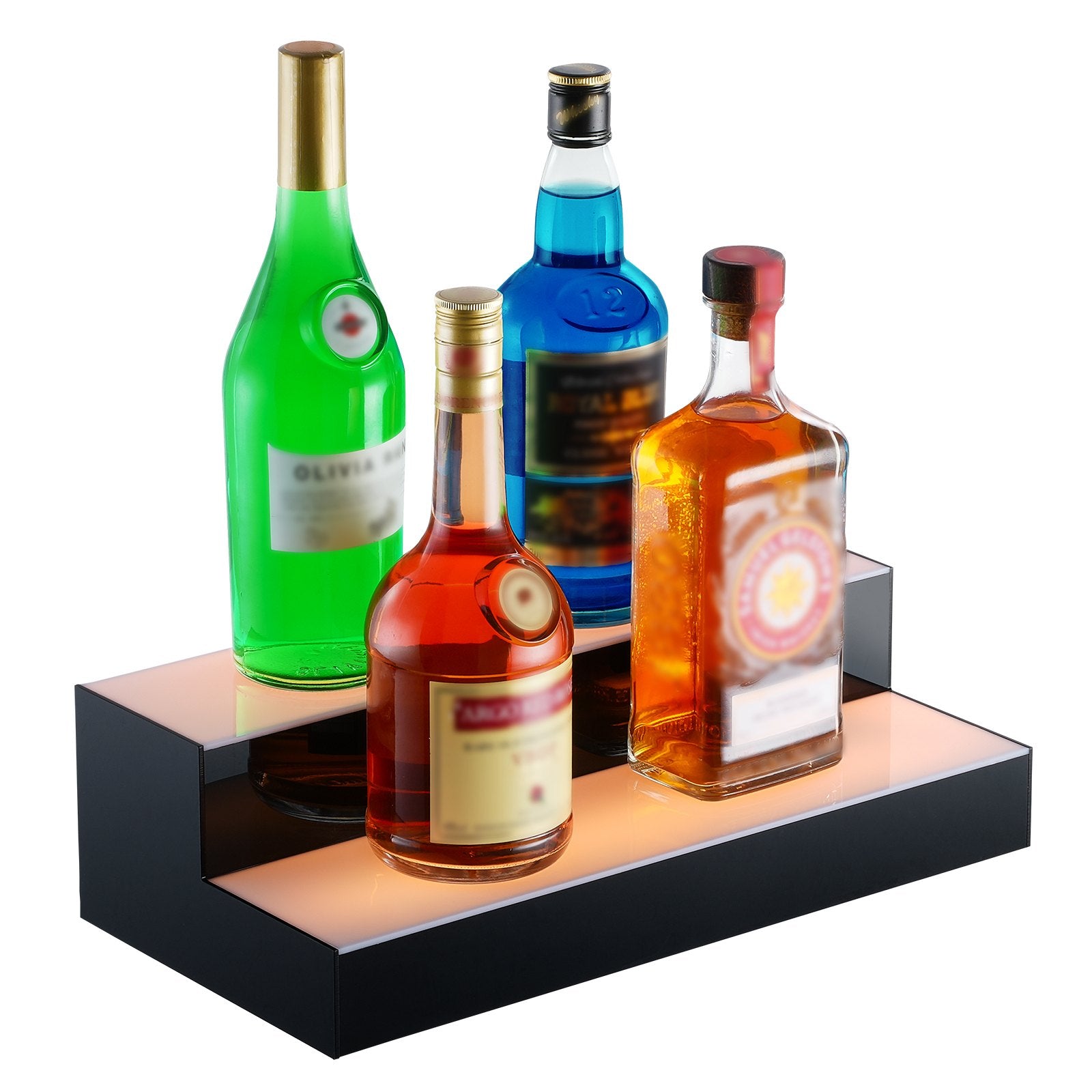 Basketball & Basketball Accessories: VEVOR LED Lighted Liquor Bottle Display, 2 Tiers 16 Inch Commercial Illuminated Home Bar Shelf, 2 Steps Whiskey Rack Stand, Acrylic Drink Shelves with RF Remote & App Control, and Multicolor lighting
