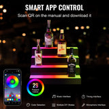 Audio Players & Recorders: VEVOR LED Lighted Liquor Bottle Display Bar Shelf RF & App Control 406mm 3-Step