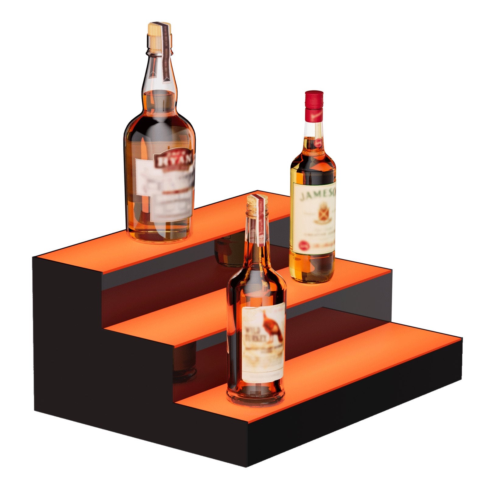 Audio Players & Recorders: VEVOR LED Lighted Liquor Bottle Display Bar Shelf RF & App Control 406mm 3-Step