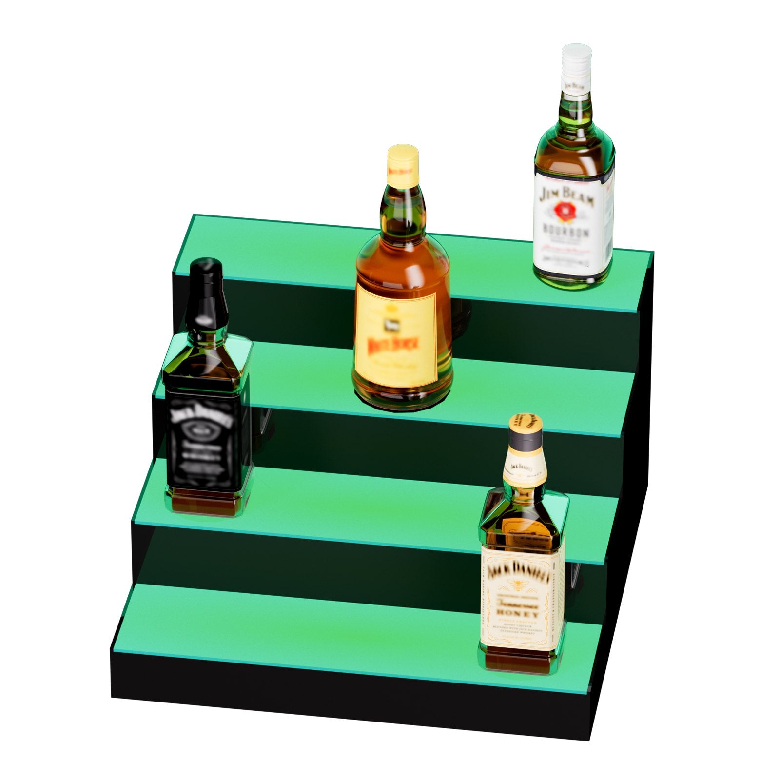 Audio Players & Recorders: VEVOR LED Lighted Liquor Bottle Display Bar Shelf RF & App Control 406 mm 4-Step