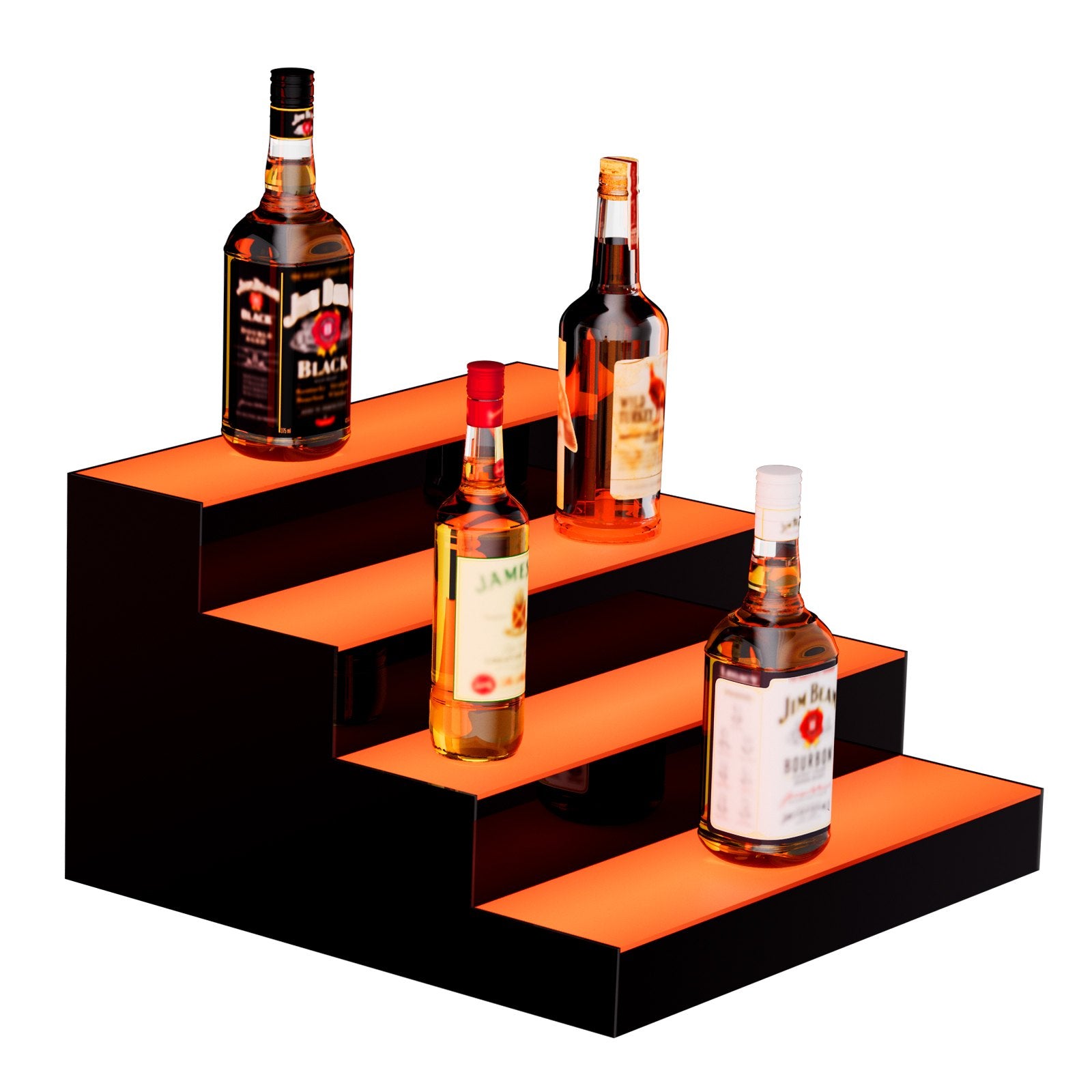 Audio Players & Recorders: VEVOR LED Lighted Liquor Bottle Display Bar Shelf RF & App Control 406 mm 4-Step