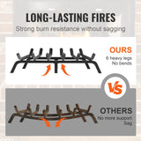 Fire Pits: VEVOR Fireplace Log Grate, 685.8mm Heavy Duty Fireplace Grate with 6 Support Legs, 19.05mm Solid Powder-coated Steel Bars, Log Firewood Burning Rack Holder for Indoor and Outdoor Fireplace