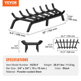 Fire Pits: VEVOR Fireplace Log Grate, 762mm Heavy Duty Fireplace Grate with 6 Support Legs, 19.05mm Solid Powder-coated Steel Bars, Log Firewood Burning Rack Holder for Indoor and Outdoor Fireplace