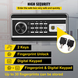 Safes & Lock Boxes: VEVOR Safe Box, 1.7 CU.FT Fingerprint Safe Box for Money with 2 Keys & Digital Keypad, Q235 Steel Safe Box for Storing Cash, Jewelry, Pistols, Documents, Watches in Home & Office & Hotel
