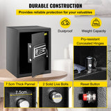 Safes & Lock Boxes: VEVOR Safe Box, 1.7 CU.FT Fingerprint Safe Box for Money with 2 Keys & Digital Keypad, Q235 Steel Safe Box for Storing Cash, Jewelry, Pistols, Documents, Watches in Home & Office & Hotel