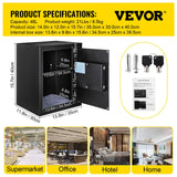 Safes & Lock Boxes: VEVOR Safe Box, 1.7 CU.FT Fingerprint Safe Box for Money with 2 Keys & Digital Keypad, Q235 Steel Safe Box for Storing Cash, Jewelry, Pistols, Documents, Watches in Home & Office & Hotel